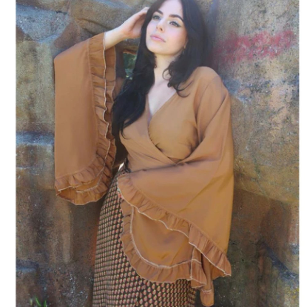TEAL satin wrap kimono